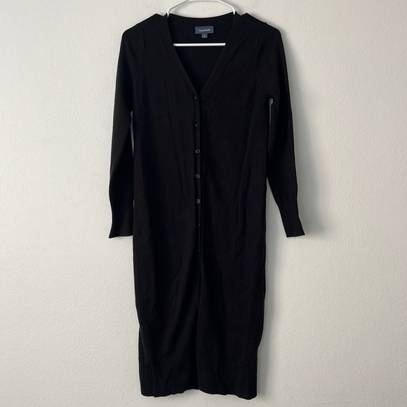 ModCloth Women’s button down black sweater dress size small cotton longsleeve - Picture 2 of 5